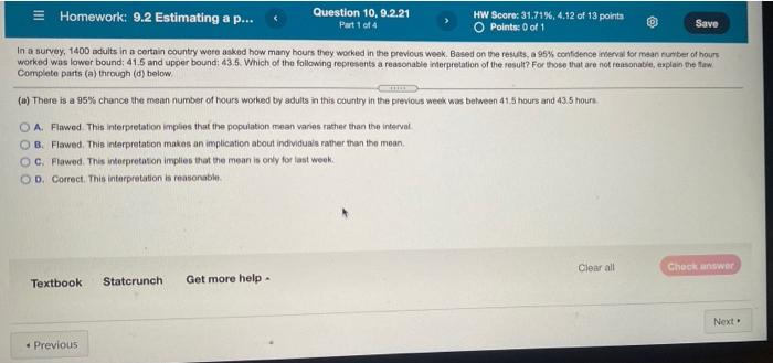 Solved = Homework: 9.2 Estimating A P... Question 10, 9.2.21 | Chegg.com