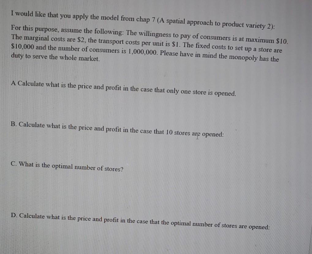 Solved I Would Like That You Apply The Model From Chap 7 (A | Chegg.com