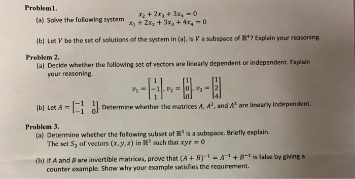 Solved Problem1. X2 + 2x3 + 3x4 = 0 X1 + 2x2 + 3x3 + 4x4 = 0 