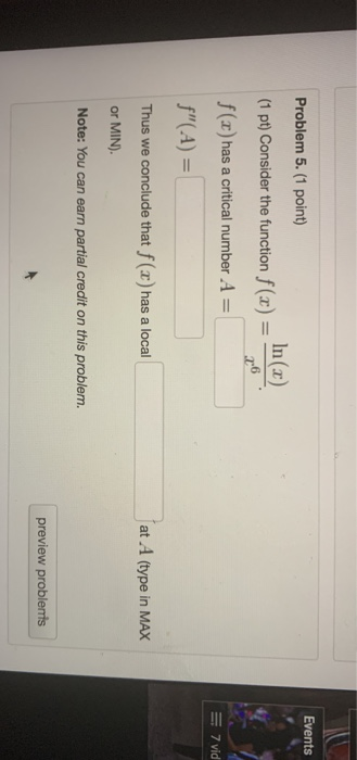 Solved Events Problem 5 1 Point 1 Pt Consider The