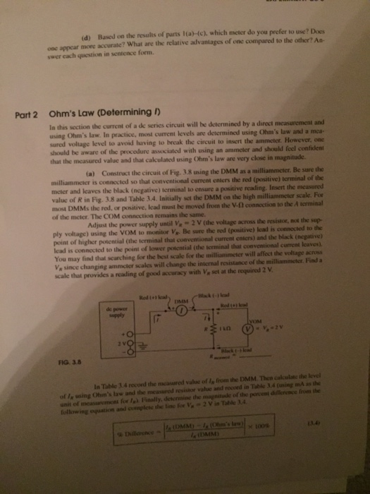 FIG. 3.7 Using the DMM set the power supply to the | Chegg.com