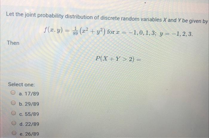 Solved Let The Joint Probability Distribution Of Discrete | Chegg.com