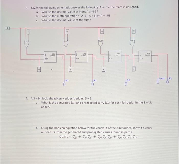 Solved 3. Given The Following Schematic Answer The | Chegg.com