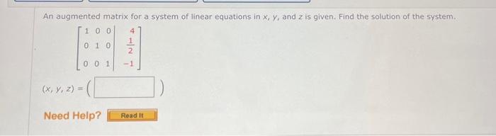 Solved An augmented matrix for a system of linear equations | Chegg.com