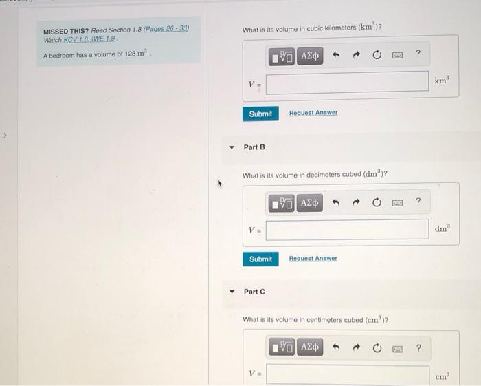 Solved What is its volume in cubic kilometers (km)? MISSED | Chegg.com