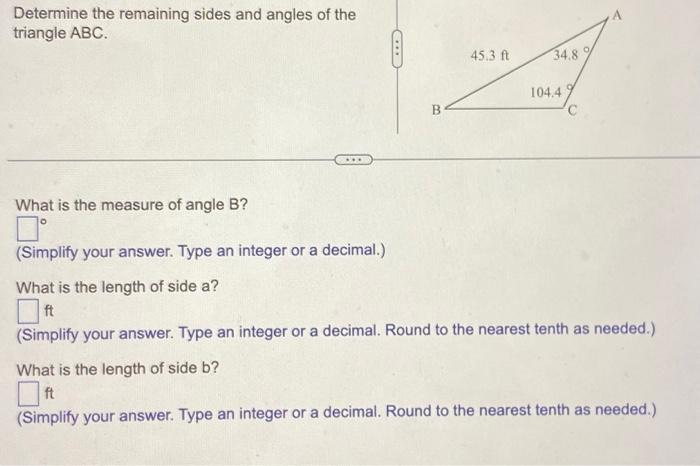 Solved Determine The Remaining Sides And Angles Of The | Chegg.com