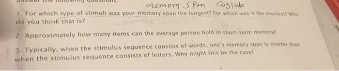 Solved Uswer the TUTUWry questiUHS. memory span caglab. 1. | Chegg.com