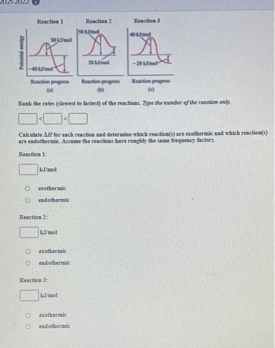 Solved Reaction 1 Reaction 2 Reaction 3 SO L'mol und 30 ml | Chegg.com