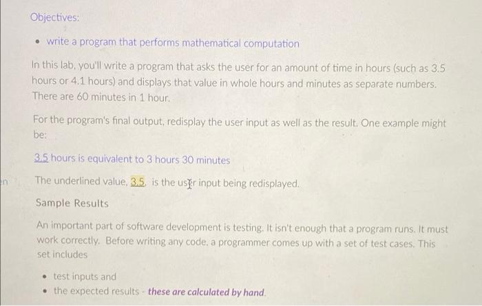 Solved Objectives: • write a program that performs | Chegg.com