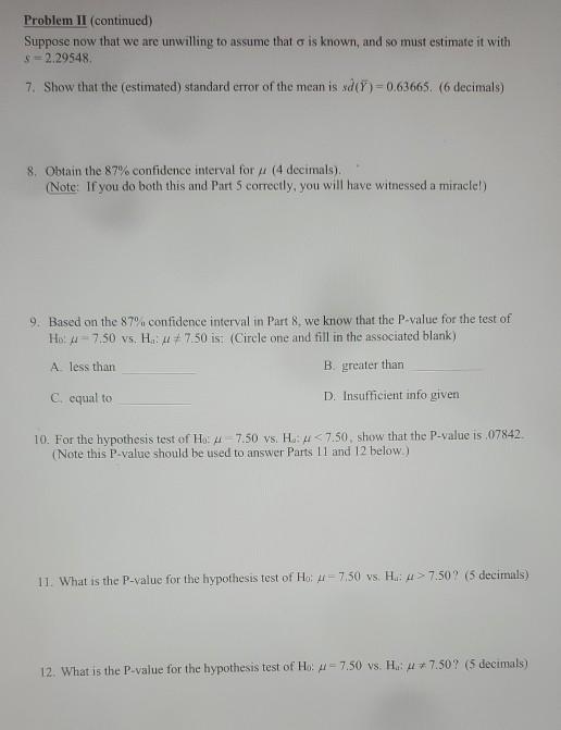 Solved Problem II (continued) Suppose now that we are | Chegg.com