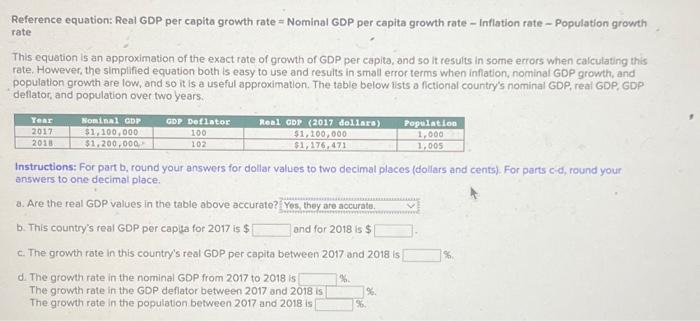 how to calculate annual growth rate of real gdp per capita