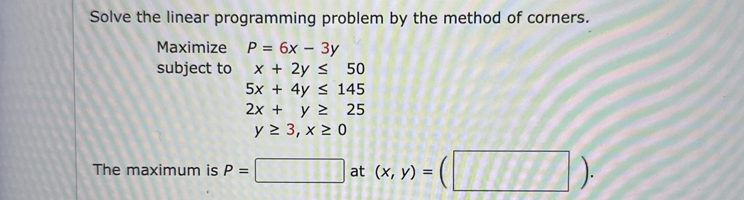 Solve the linear programming problem by the method of | Chegg.com