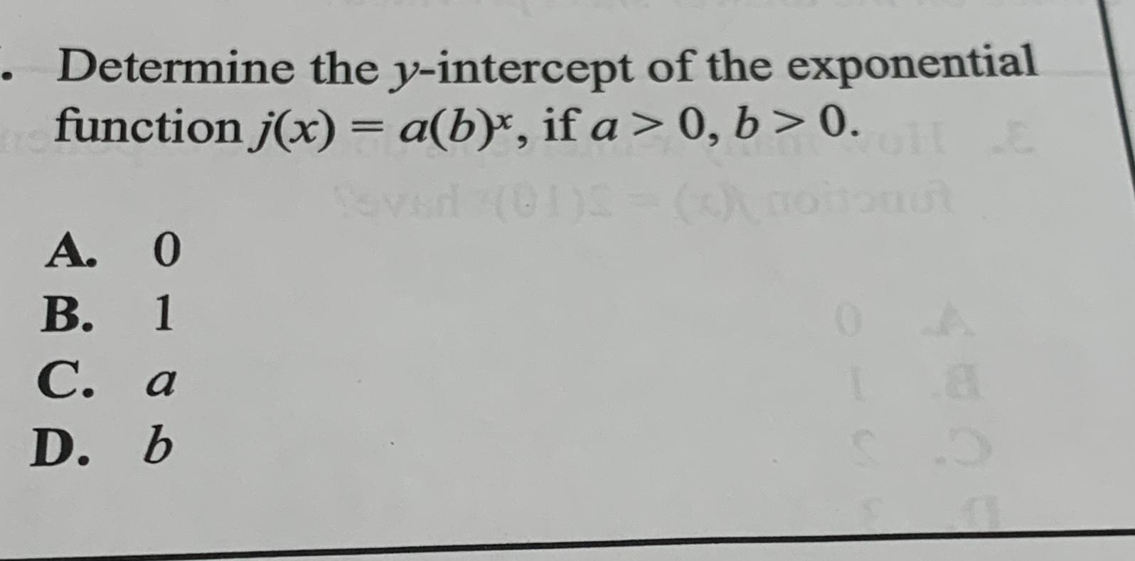 Solved Determine the y-intercept of the exponential function | Chegg.com