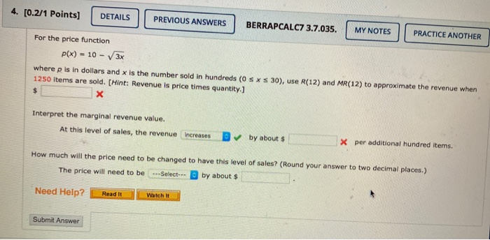 Solved 4. [0.2/1 Points) DETAILS PREVIOUS ANSWERS | Chegg.com