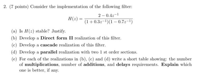 Solved 2. (7 points) Consider the implementation of the | Chegg.com