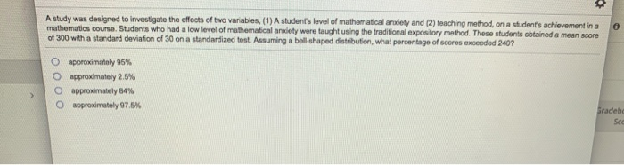 Solved A study was designed to investigate the effects of | Chegg.com