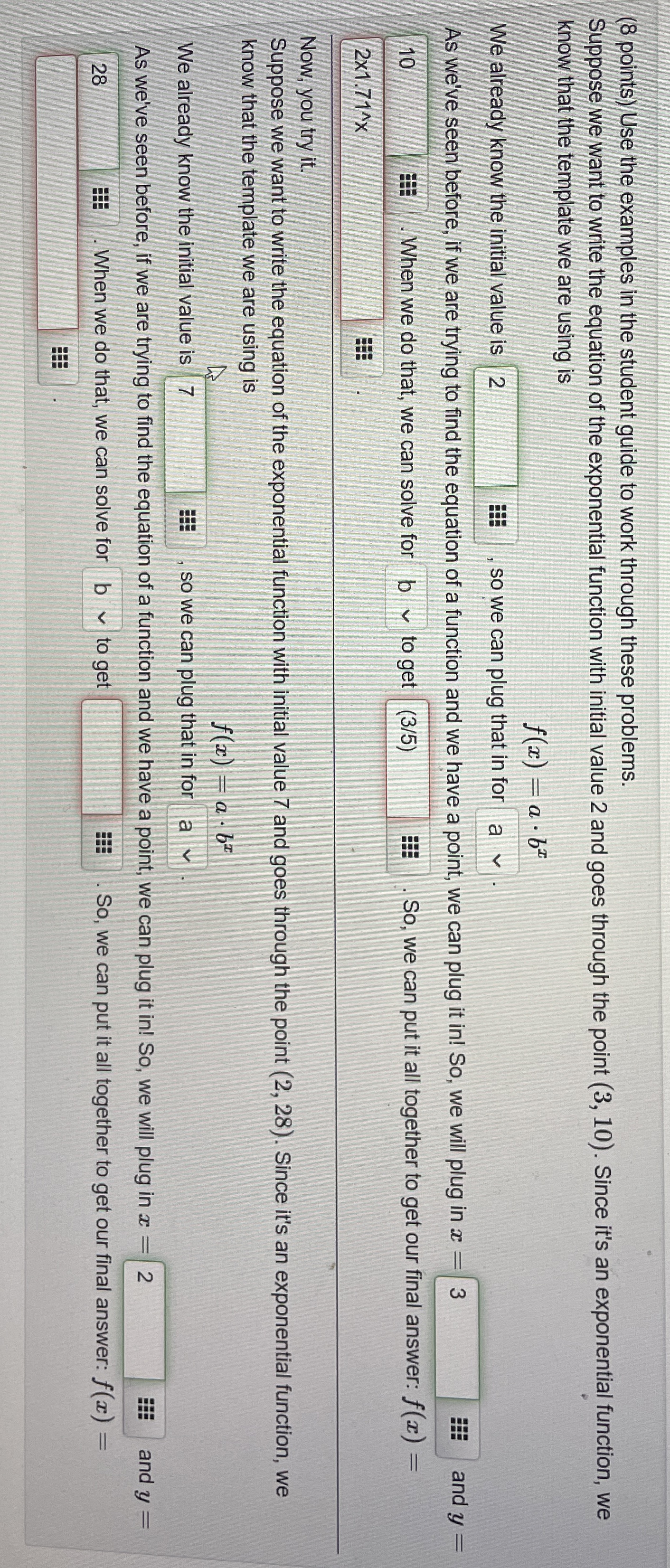 (8 ﻿points) ﻿Use the examples in the student guide to