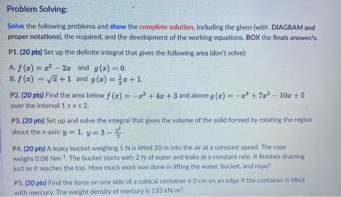 Solved Problem Solving: Solve the following problems and | Chegg.com