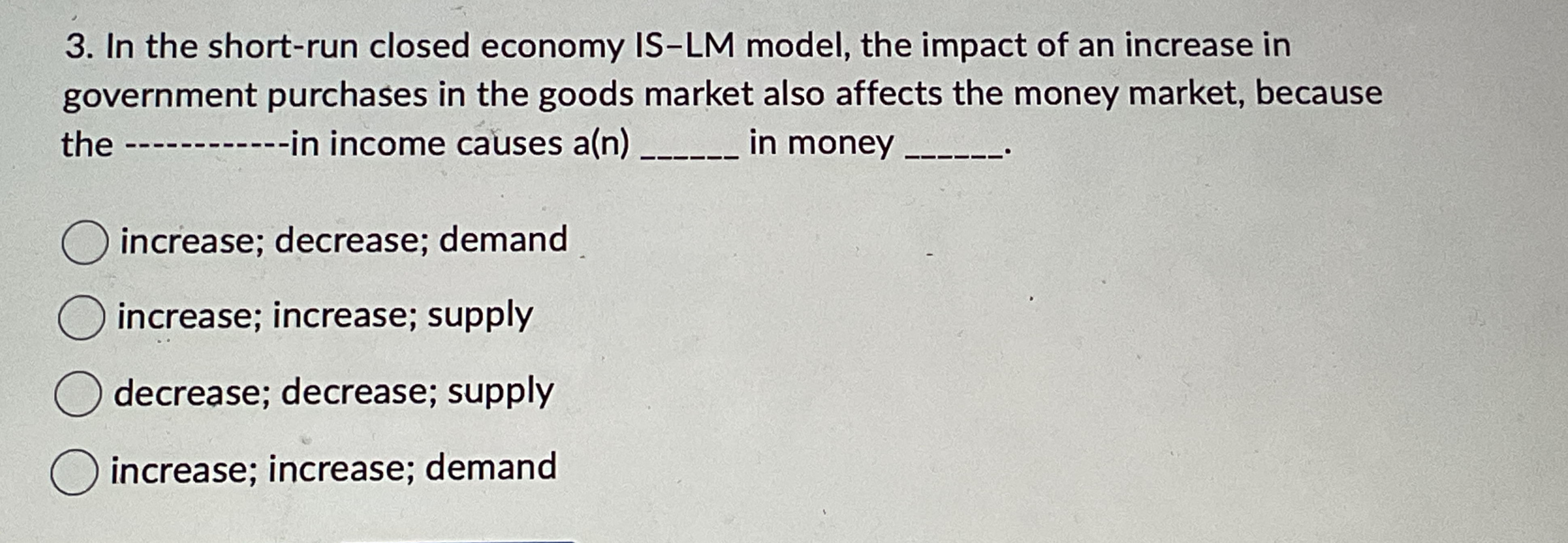 Solved In the short-run closed economy IS-LM model, the | Chegg.com