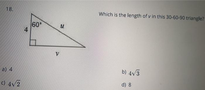 Solved 18 Which Is The Length Of V In This 30 60 90 Chegg Com