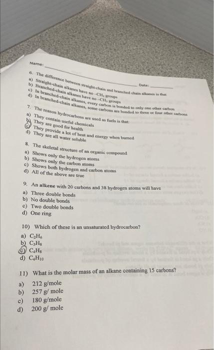 Solved Multiple Choice Questions: 1. The Molecules Shown | Chegg.com