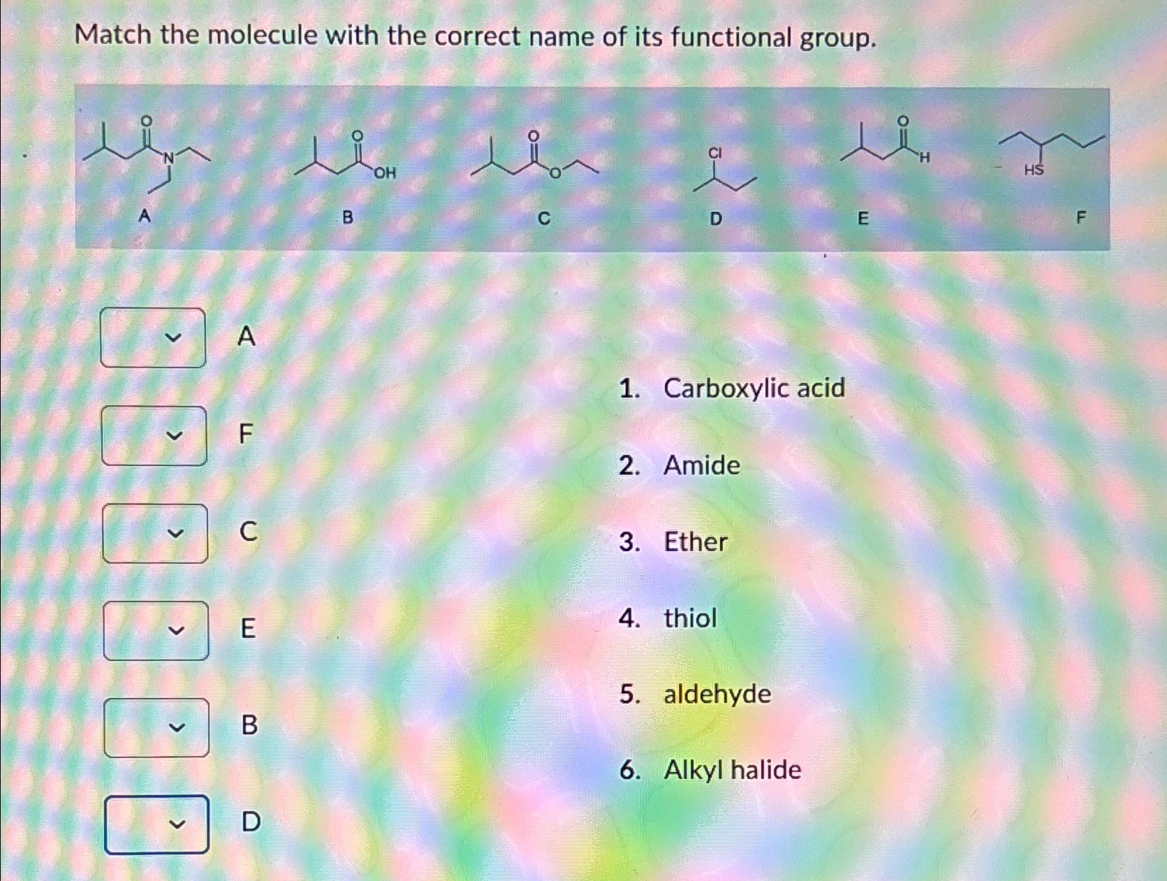 Solved Match the molecule with the correct name of its | Chegg.com