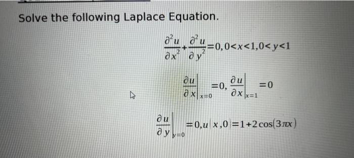 Solved Solve The Following Laplace Equation. | Chegg.com