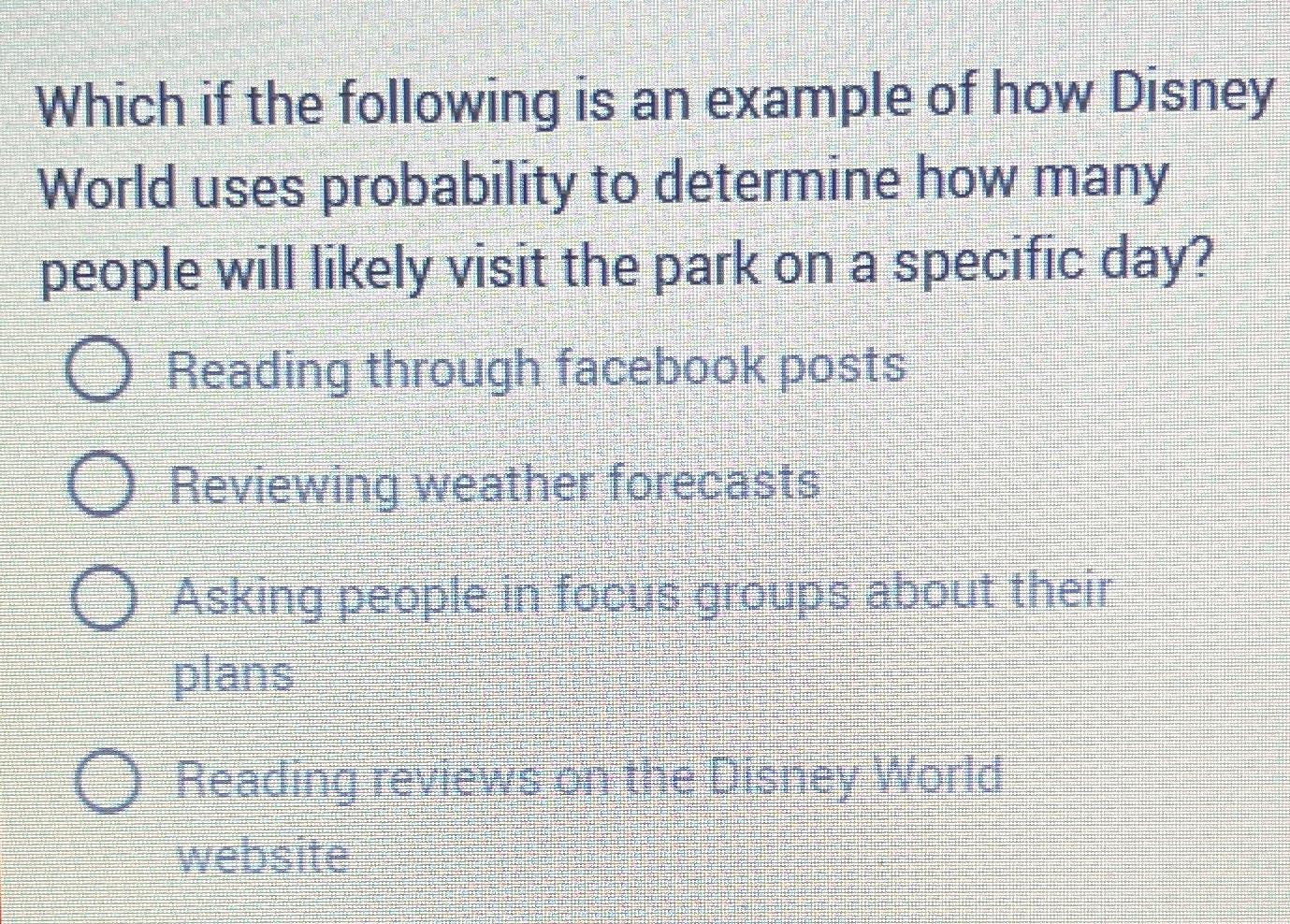 Solved Which if the following is an example of how Disney | Chegg.com