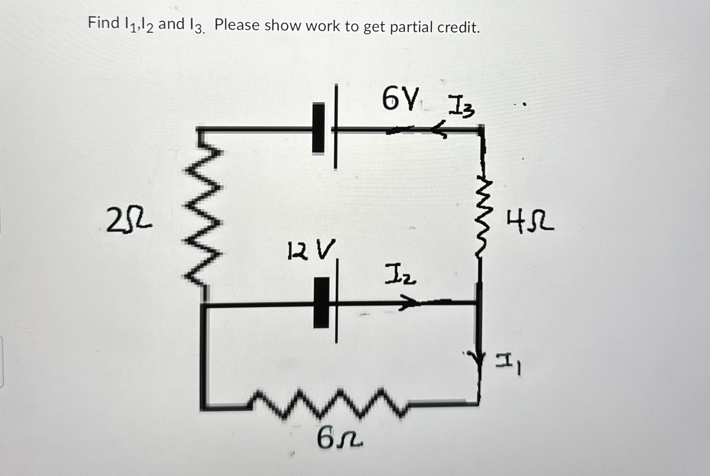Solved Find I1,I2 ﻿and I3. ﻿Please show work to get partial | Chegg.com