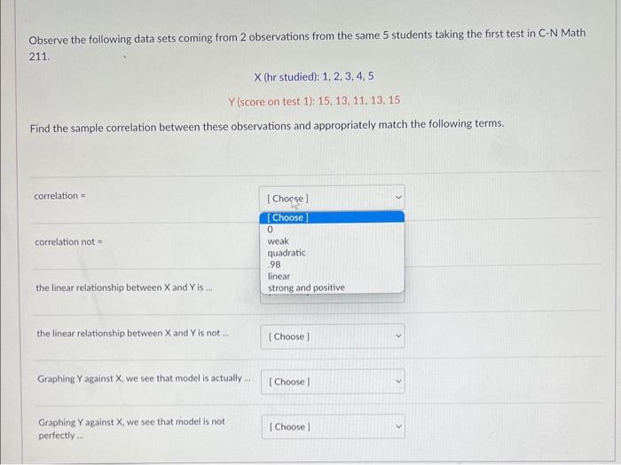 Solved Observe The Following Data Sets Coming From Chegg Com