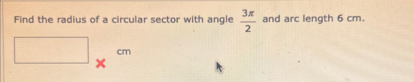 how to find angle of sector with radius and arc length