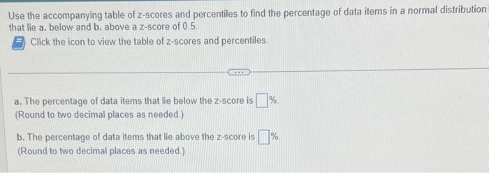 Solved Use The Accompanying Table Of Z-scores And | Chegg.com