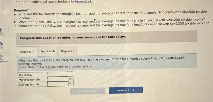 Solved Refer to the individual rate schedules in Appendix C. | Chegg.com