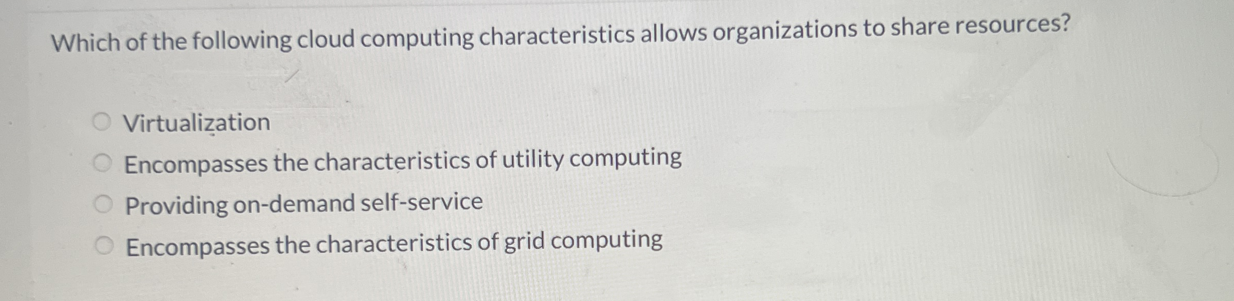 Solved Which of the following cloud computing | Chegg.com