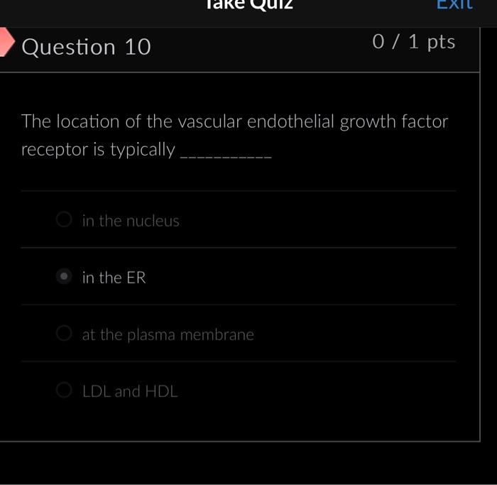 Solved Question 10 0/1 pts The location of the vascular | Chegg.com