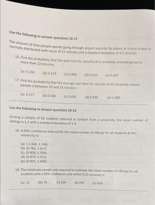 Solved Use the following to answer questions 16-17. The | Chegg.com