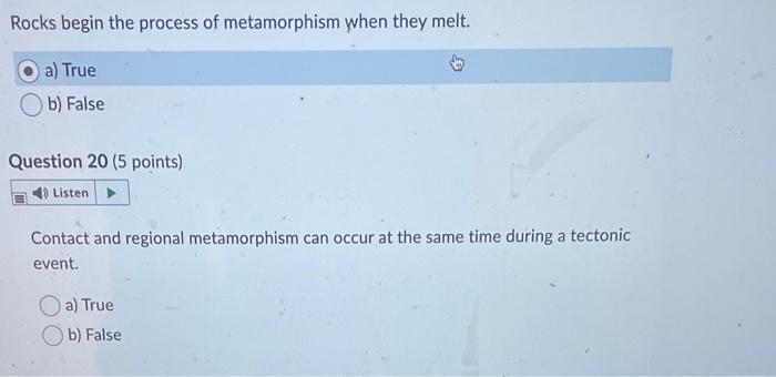 Solved Rocks begin the process of metamorphism when they | Chegg.com