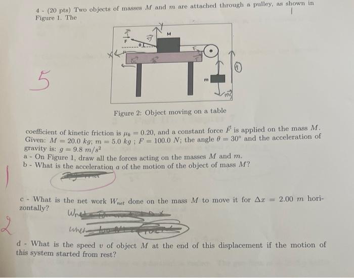 Solved 4−(20pts) Two Objects Of Masses M And M Are Attached | Chegg.com