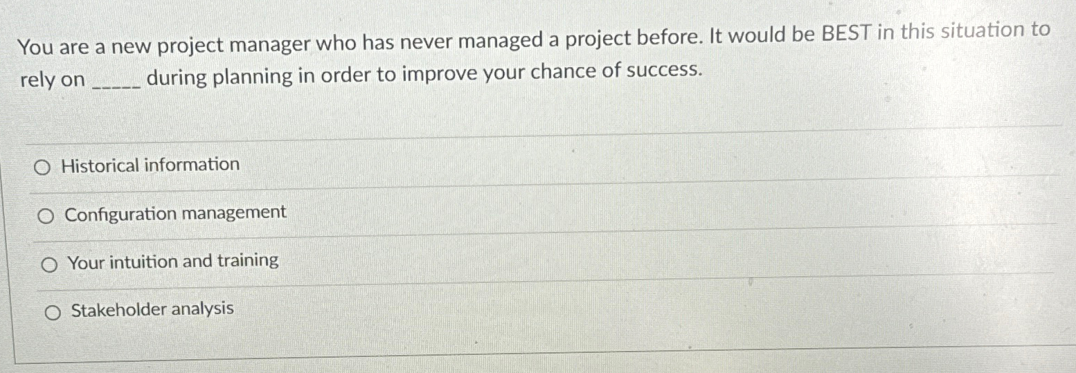 Solved You are a new project manager who has never managed a | Chegg.com