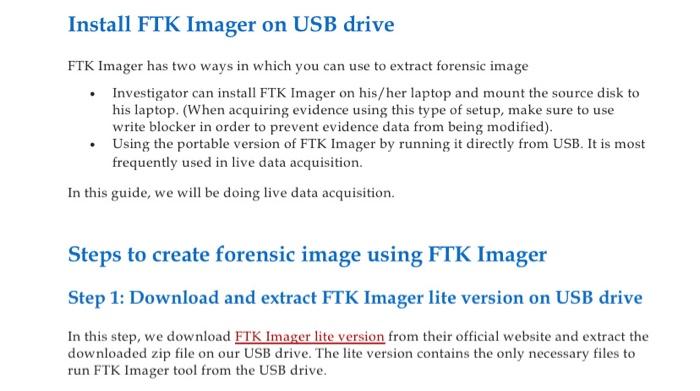 Solved Install Ftk Imager On Usb Drive Ftk Imager Has Two Chegg Com