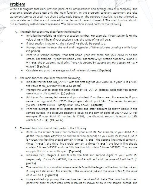 Solved . Problem Write a C program that calculates the price | Chegg.com