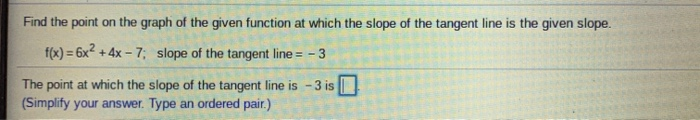 Solved Find the point on the graph of the given function at | Chegg.com