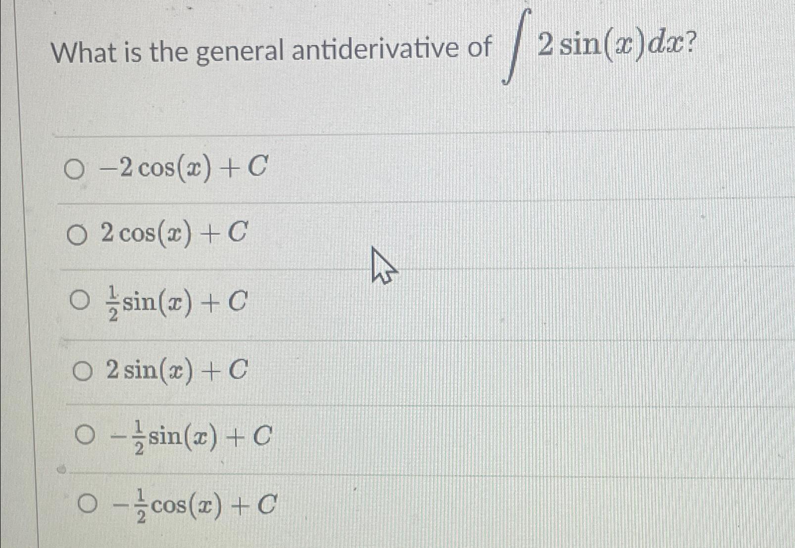 antiderivative of sin 2x 2