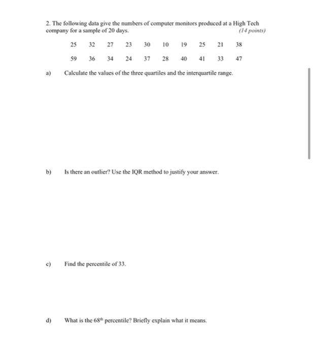 Solved 2. The following data give the numbers of computer | Chegg.com