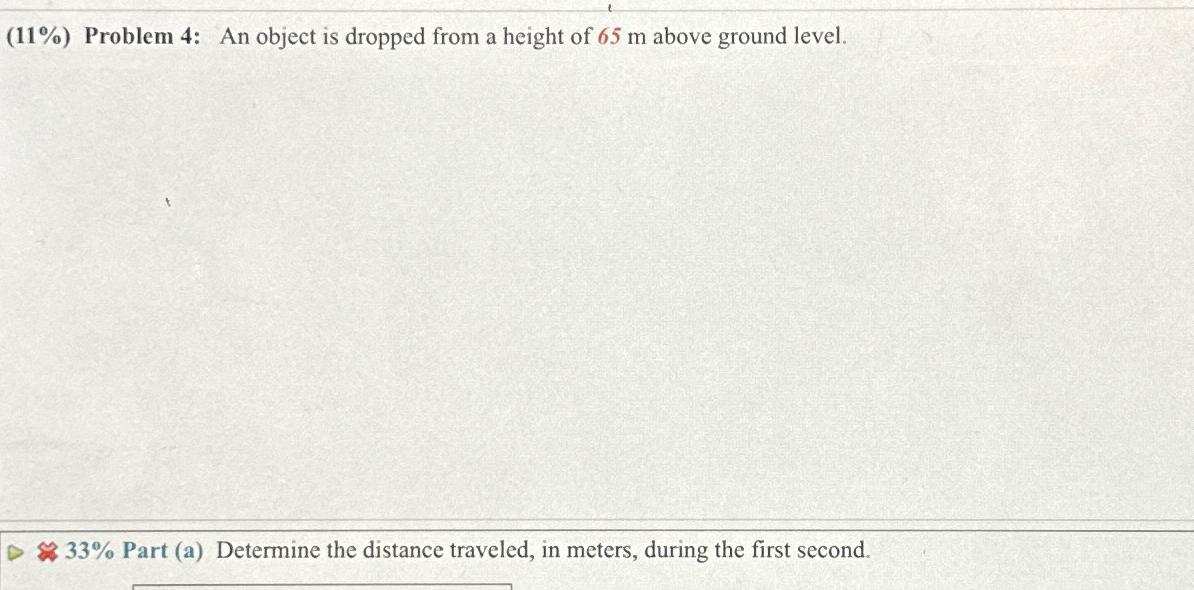Solved (11%) ﻿Problem 4: An object is dropped from a height | Chegg.com