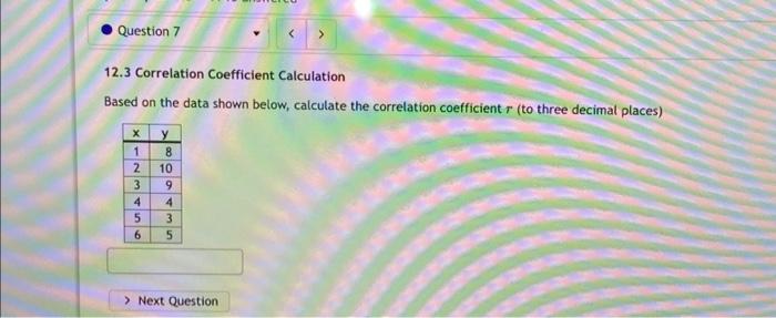 Solved 12.3 Correlation Coefficient Calculation Based On The | Chegg.com