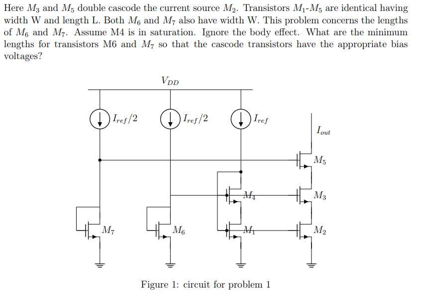 Solved Here M3 ﻿and M5 ﻿double cascode the current source | Chegg.com