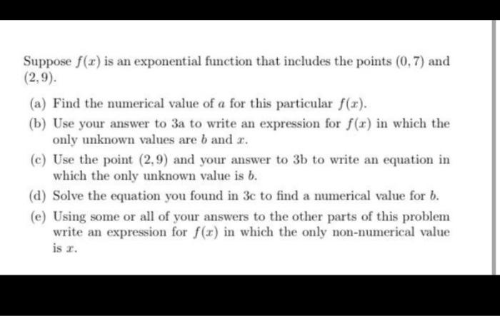 Solved Suppose f(x) is an exponential function that includes | Chegg.com