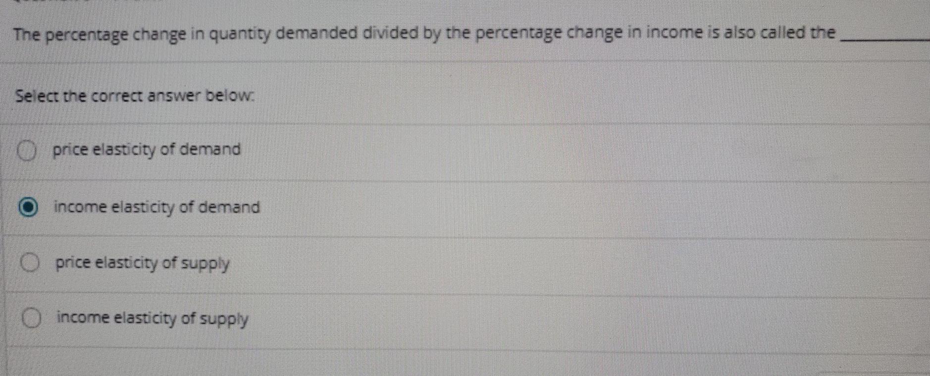 Solved The Percentage Change In Quantity Demanded Divided By Chegg