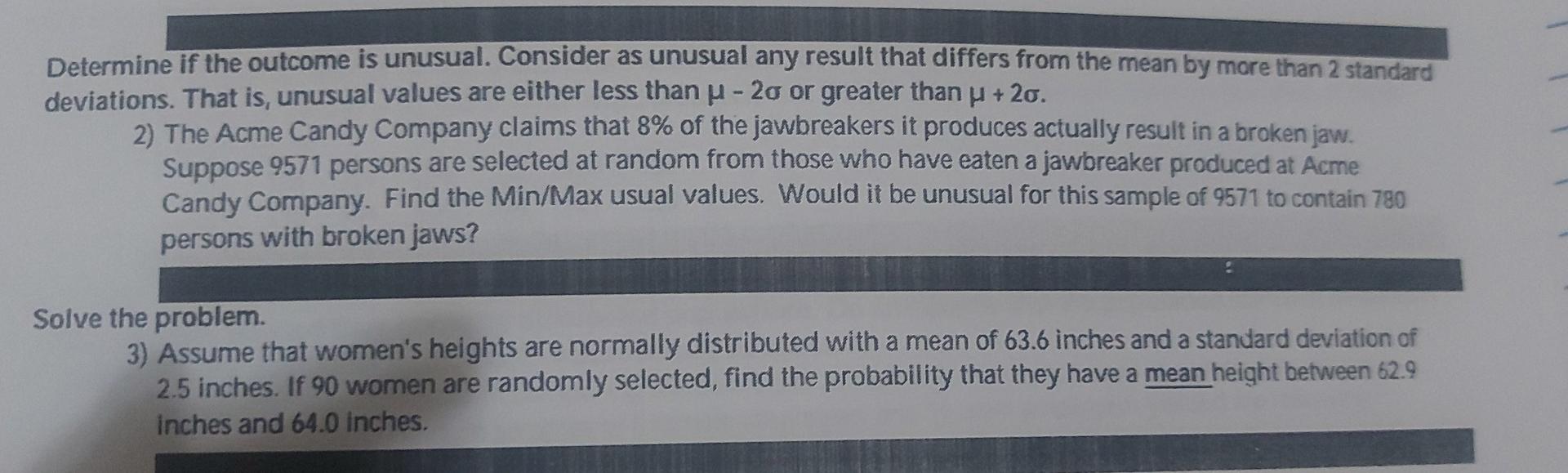 Solved determine if the outcome is unusual consider as chegg